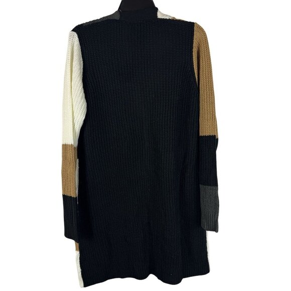 Fortune+Ivy Women Knit Long Sleeve Colorblock Open Front Cardigan Sweater Size M - Picture 2 of 9
